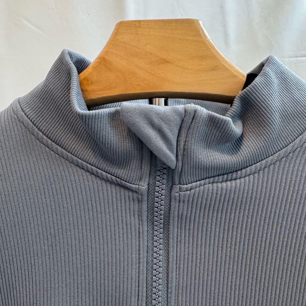 Gray Fabletics Ribbed Zip-Up Jacket - image 6